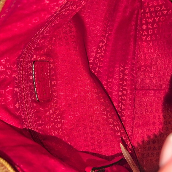 Kate Spade Red Pebbled Leather Shoulder Bag With Gold Chain Hardware.  EUC - Picture 5 of 9